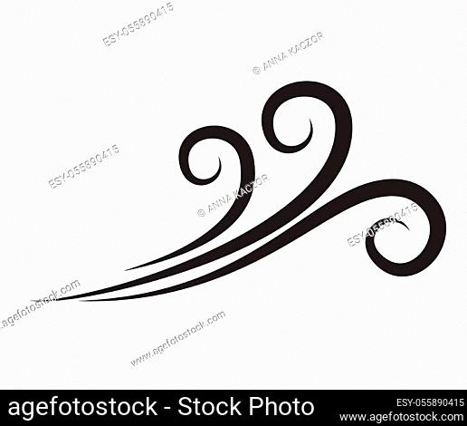 Wind blowing symbol. Twirl air blow icon. Autumnal weather swirl vector shape isolated on white. Windy ornamental silhouette