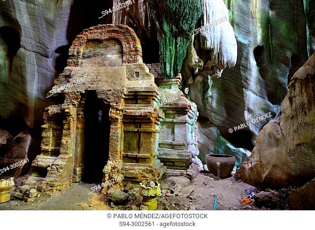 Pre-Angkorian prasat in Phnom Chhngok cave, Kampot province, Cambodia