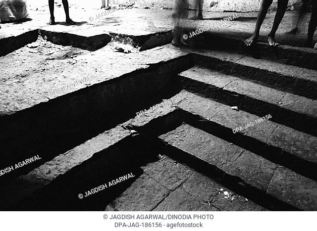 Steps by night Banganga Mumbai Maharashtra India Asia 1979