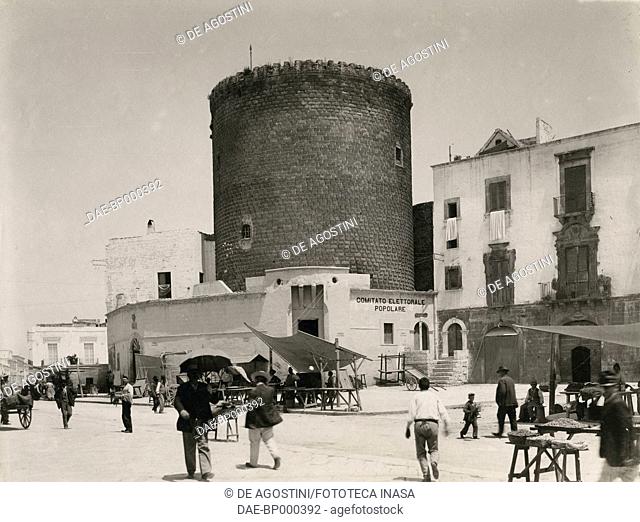 Angevin tower, Bitonto, Apulia, Italy, photograph from Istituto Italiano d'Arti Grafiche, Bergamo, ca 1910