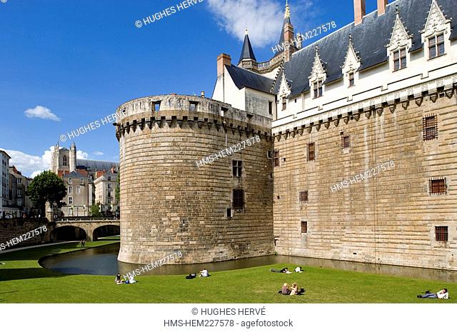 France, Loire Atlantique, Nantes, the chateau des Ducs de Bretagne Dukes of Brittany Castle, the moats converted into open space