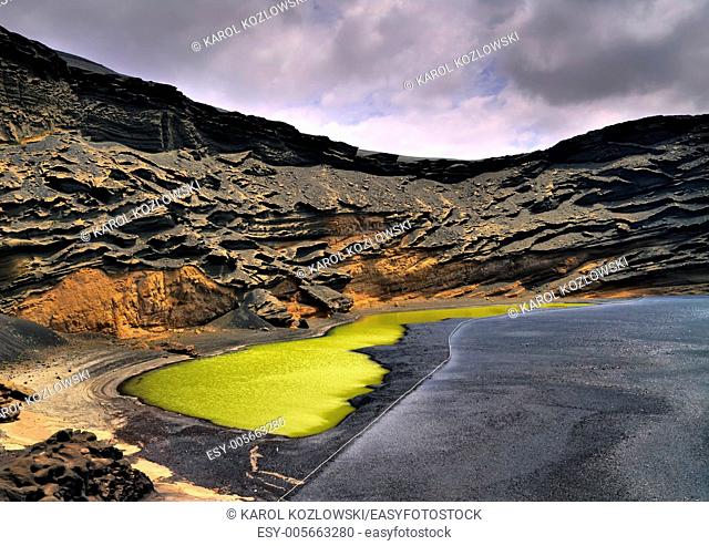 Green Lagoon on the island Lanzarote, Canary Islands, Spain
