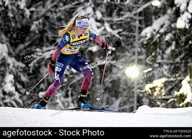 Jessie Diggins (USA) in the women's 10 km free at the World Cup in cross-country skiing at Östersund's ski stadium in Ostersund, Sweden on december 10, 2023