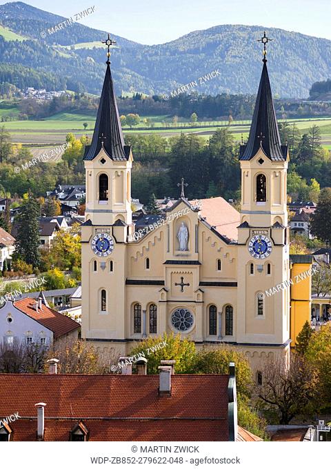 Church Pfarrkirche - Chiesa di Santa Maria Assunta in Bruneck - Brunico. Bruneck - Brunico in the Puster Valley - Pusteria in South Tyrol - Alto Adige