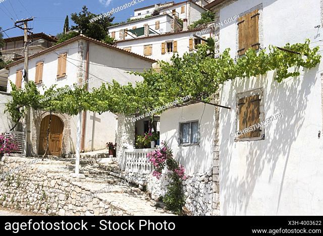 Vuno, village of the Ionian Coast leaning against the Ceraunian Mountains, Albania, Southeastern Europe