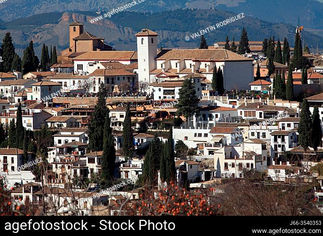 View of the Albaicín neighborhood from the Alhambra. Granada