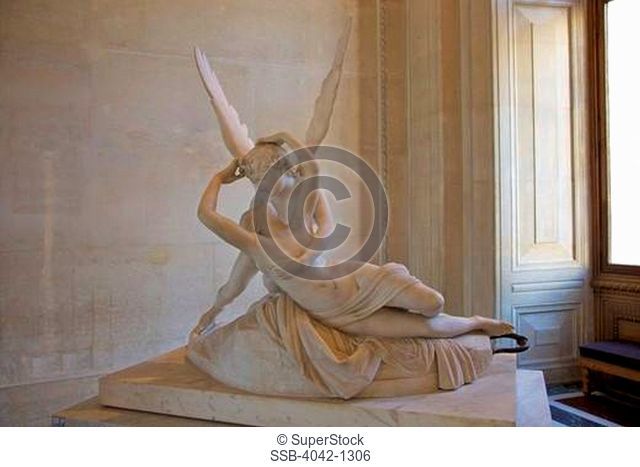 Psyche Revived by Cupid's Kiss by Antonio Canova, marble sculpture, 1787, France, Paris, Musee du Louvre