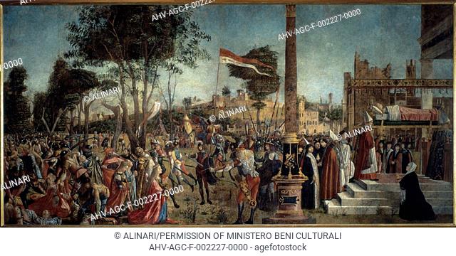 Martyrdom of the pilgrims and funeral of Saint Ursula. Work by Vittore Carpaccio, part of the cycle for the oratory of the School of St