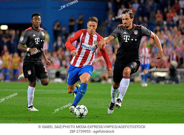 Fernando Niño Torres of Atletico, during match between Atletico de Madrid vs Bayern de Munich as part of UEFA Champions League at Estadium Vicente Calderon on...