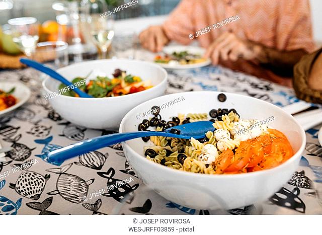 Close-up of friends having healthy lunch together
