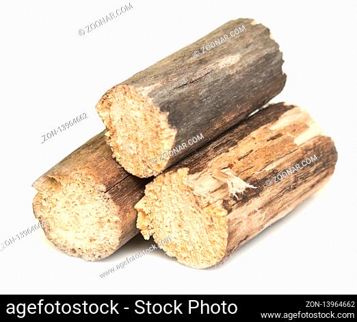 Pile of firewood isolated on white background