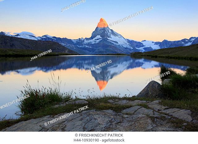 Alps, Alpine panorama, view, tree, mountain, mountains, panorama, mountain lake, trees, cliff, rock, summit, scenery, Matterhorn, Mattertal, morning, nature