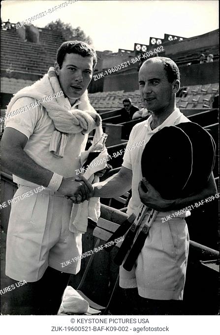 May 21, 1960 - Nicola Pietrangeli Beats Gerard Pilet in French Open Semi-Final (Credit Image: © Keystone Press Agency/Keystone USA via ZUMAPRESS.com)