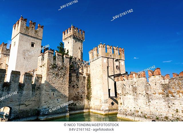 Ramparts of Scaliger Castle (13th century), Sirmione, Lake Garda, Brescia province, Lombardy, Italy