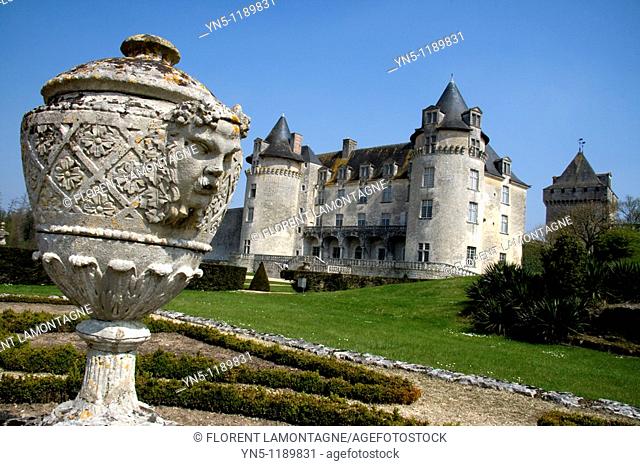 France, Poitou Charentes province, Departement of Charente Maritime 17, La Roche Courbon   Castle of La Roche Courbon with its special architecture, garden