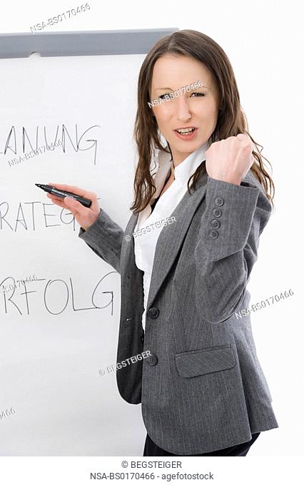 business woman with flip chart