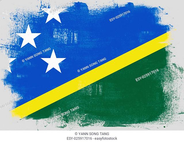 Flag of Solomon Islands painted with brush on solid background