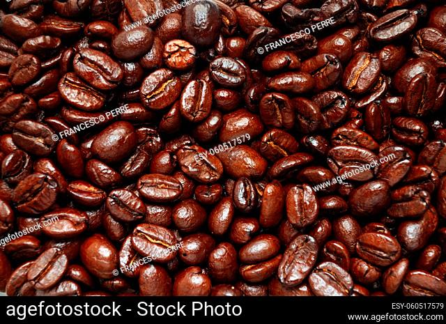bounch of cfoffee beans close-up