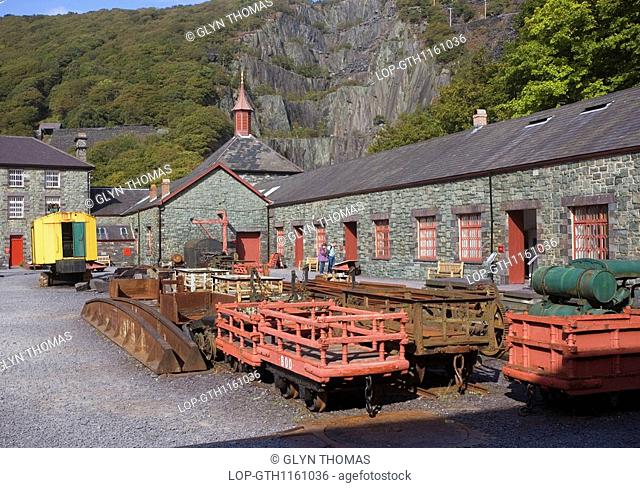 Wales, Gwynedd, Llanberis, The National Slate Museum at Llanberis is sited in the Victorian workshops of the Dinorwig Quarry closed in 1969 and tell the story...