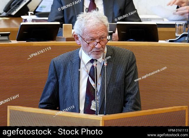 MR's Francois Bellot pictured during a plenary session of the Walloon Parliament in Namur, Wednesday 22 December 2021. BELGA PHOTO BRUNO FAHY