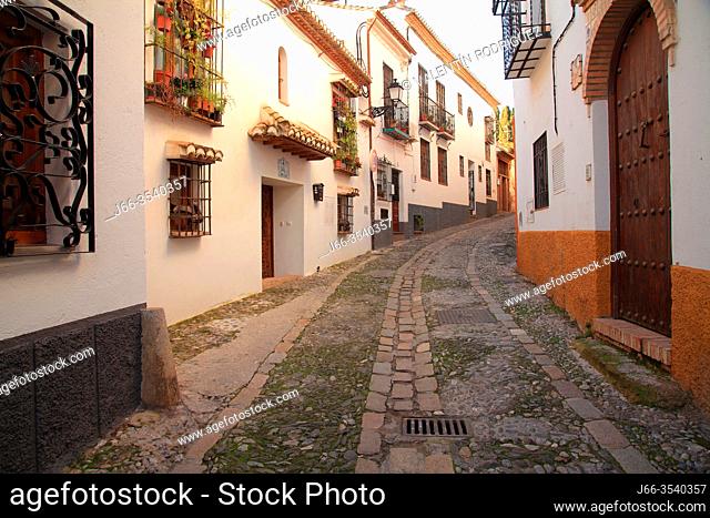 San Luis street in the Albaicín neighborhood. Granada