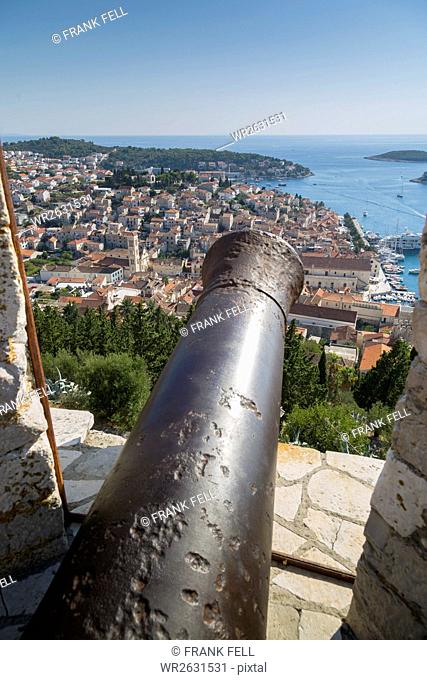 View over Hvar from Spanish Fortress, Hvar Island, Dalmatia, Croatia, Europe