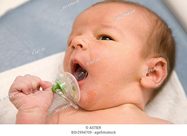 Photo essay at the maternity of Saint-Vincent de Paul hospital, Lille, France. Newborn baby boy