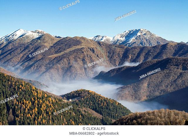 View of Sessera Valley from Bielmonte (Bielmonte, Veglio, Biella province, Piedmont, Italy, Europe)