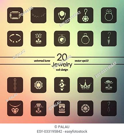 jewelry modern icons for mobile interface on blurred background
