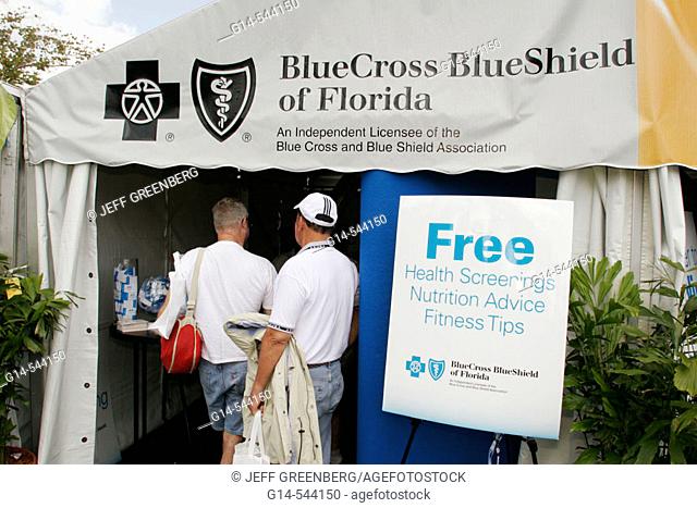 NASDAQ-100 Open, pro tennis tournament, exhibitor, BlueCross BlueShield, free health screening. Key Biscayne. Florida. USA