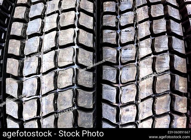 Car tire protector close-up. Abstract background with space to copy. Front view