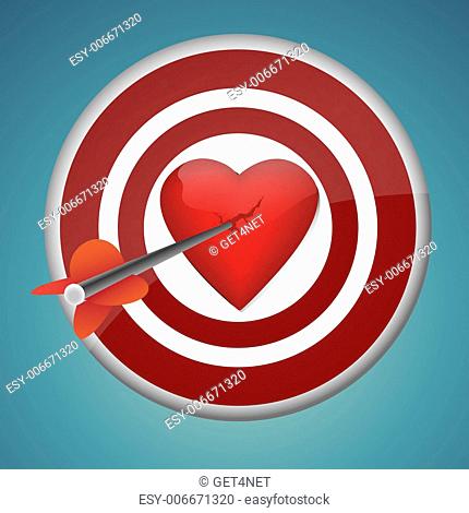 illustration of heart on dart board with arrow into it