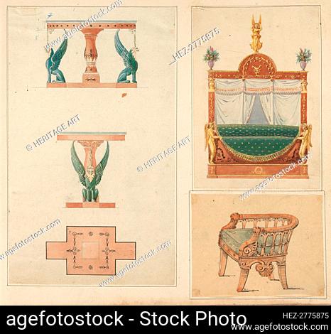 Designs for Furniture, ca. 1800-ca. 1840. Creators: Pierre Antoine Bellangé, Louis-Alexandre Bellangé, Jean Démosthène Dugourc