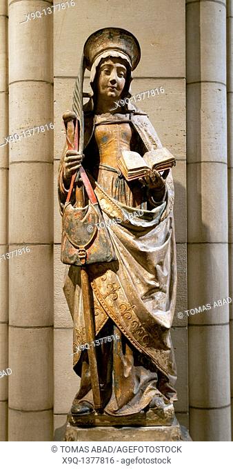 Saint Savina of Troyes or Saint Syra, 1510-20, Made in Champagne, France, Limestone with paint Overall, without pedestal: 48 in  121 9 cm