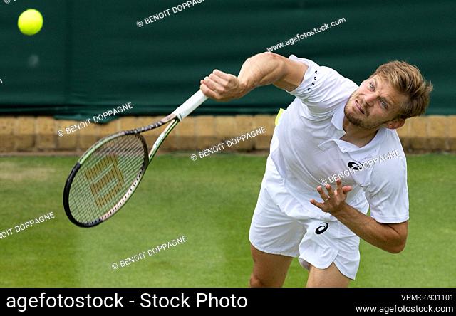 Belgian David Goffin pictured in action during a third round game in the men's singles tournament between Belgian Goffin and French Humbert at the 2022...
