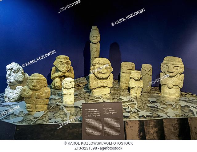 Pre-Columbian Sculptures, museum interior, San Agustin Archaeological Park, Huila Department, Colombia