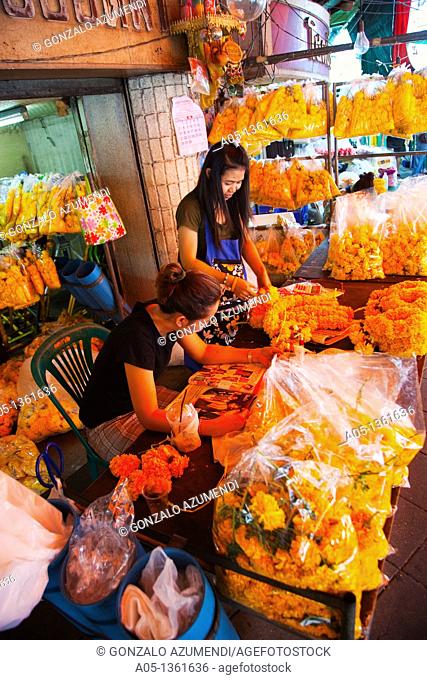 Pak Khlong Flower Market  Bangkok, Thailand, Southeast Asia, Asia