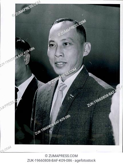 Aug. 08, 1966 - Nguye Huu Co: Deputy Prime Minister and Minister of Defence of South Vietnam arrived at London airport with his wife, on a private visit