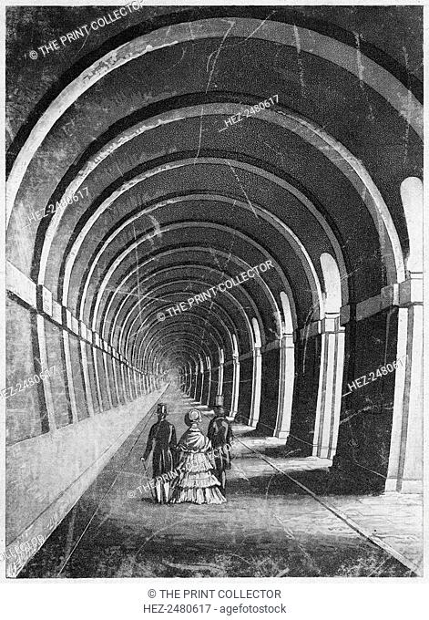 Thames Tunnel, London, mid 19th century. Designed by Marc Isambard Brunel, the Thames Tunnel, connecting Wapping and Rotherhithe