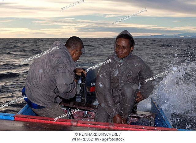 Boat Trip in rough Sea, Cenderawasih Bay, West Papua, Indonesia
