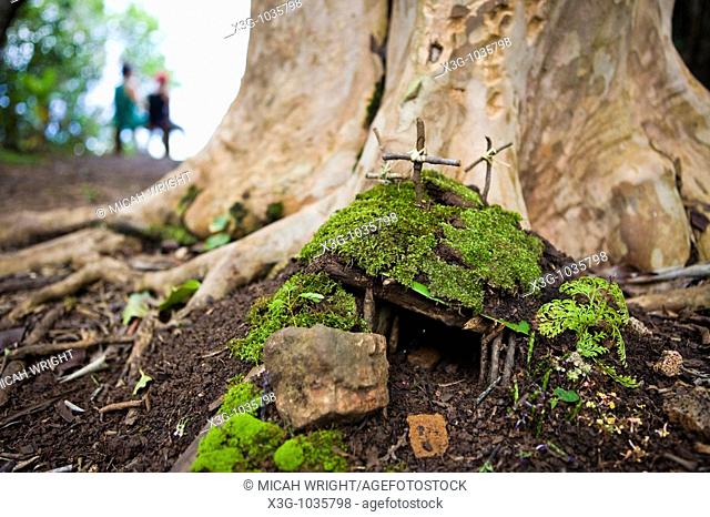 The Nounou Mountain hiking trail is one of the most famous in Kauai. It is also known as the sleeping giant. An unkown hiker created a miniature Easter scene of...