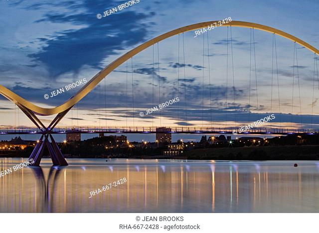 Infinity Bridge, built in 2009, over the River Tees, Stockton-on-Tees, County Durham, England, United Kingdom, Europe