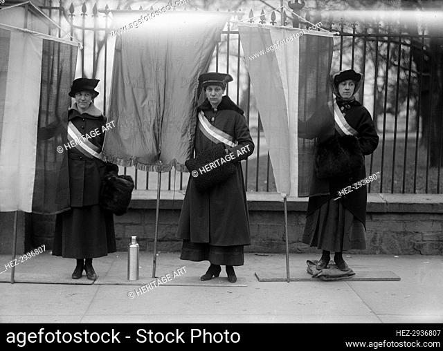 Woman Suffrage - Pickets at White House, 1917. Creator: Harris & Ewing