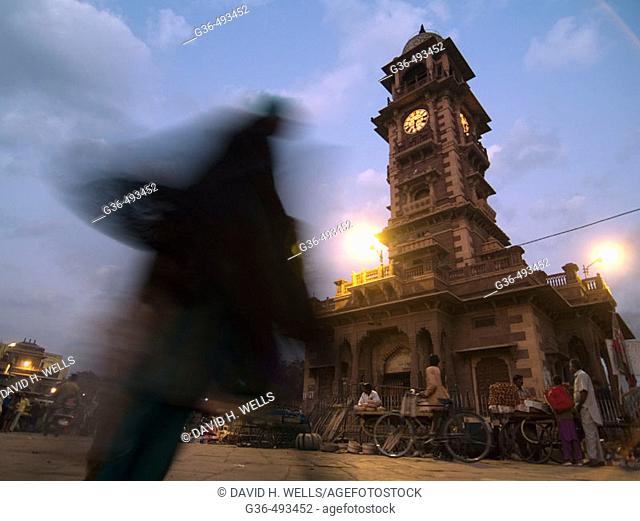 Clocktower at twilight, Jodhpur, Rajasthan, India