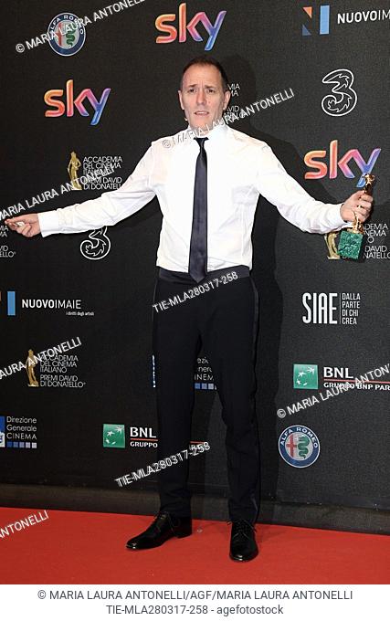 Valerio Mastandrea prize Best supporting actor during the red carpet of David di Donatello Awards, Rome, ITALY-27-03-2017