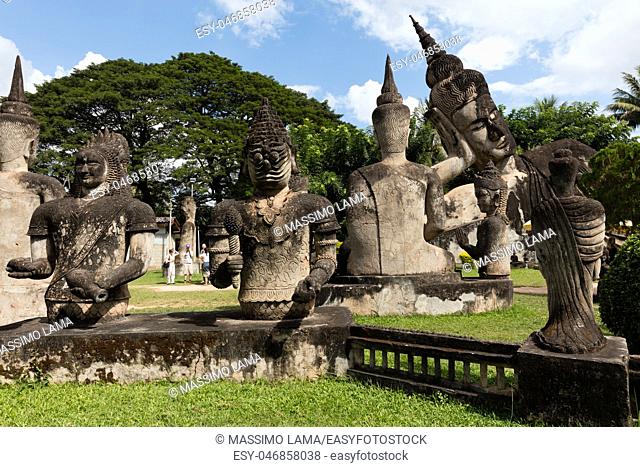 November 23 2016 Vientiane, Laos Religious statues at Wat Xieng Khuan Buddha park