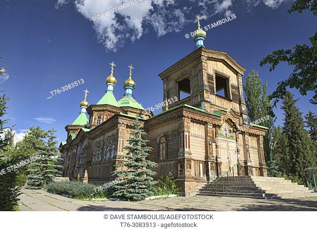 The wooden Holy Trinity Russian Orthodox Cathedral, Karakol, Kygyzstan