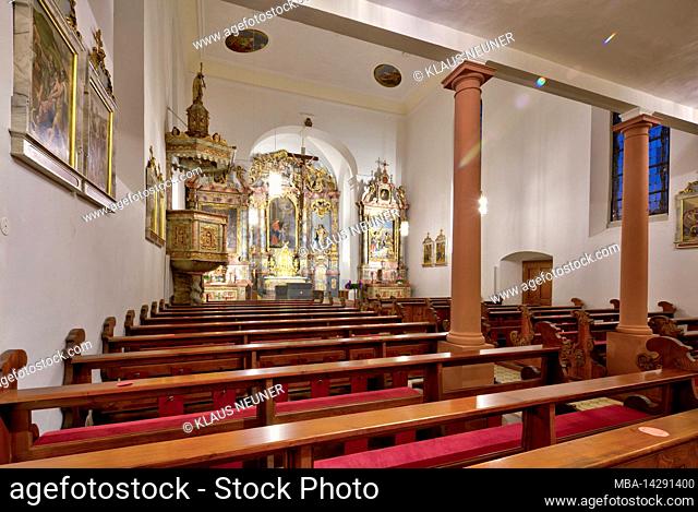 St. Boniface, church, fortified church Aschfeld, high altar, Advent, Aschfeld, Main-Spessart, Franconia, Bavaria, Germany