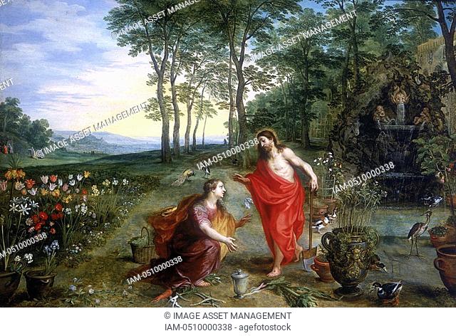 Jan Brueghel or Breughel the Younger 1601-1678 and Hendrick van Balen  'Noli me tangere' Oil on wood  Private collection  Mary Magdalene
