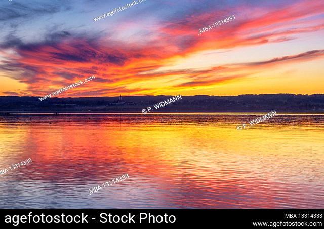 Sunset at Ammersee, Fünfseenland, Upper Bavaria, Bavaria, Germany, Europe